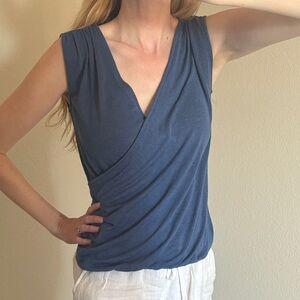 Athleta Blue Sleeveless Wrap Tank Top